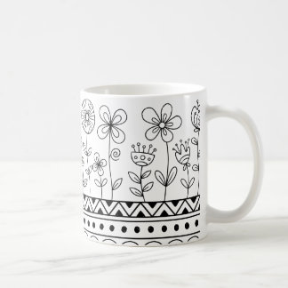 Tasse à motif floral folklorique minimal – Ligne a