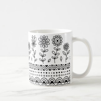 Tasse à motif floral folklorique minimal – Ligne a