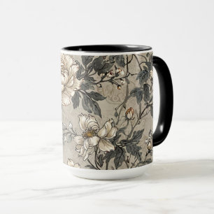 Tasse à motif floral marron et gris