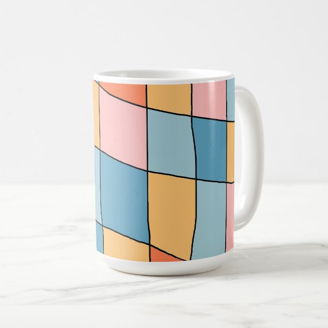Tasse à motif géométrique pastel abstrait (Devant droit)