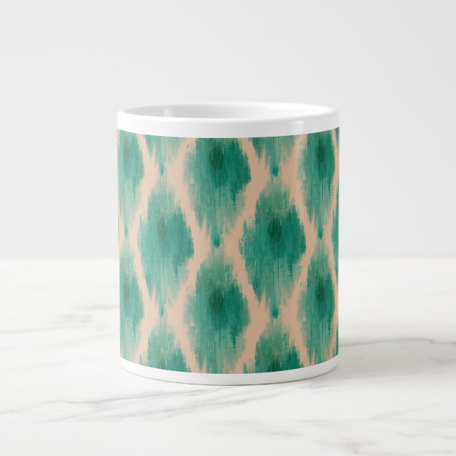 Tasse à motif Ikat moderne | Design Boho sarcelle  (Devant)