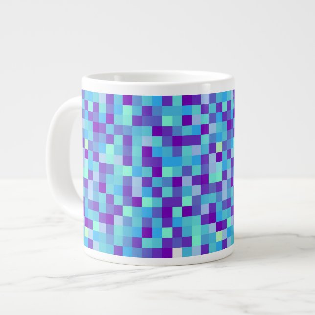 Tasse à motif pixel bleu et violet (Devant gauche)