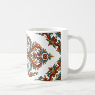 Tasse à motif Rosemaling norvégien avec symétrie é