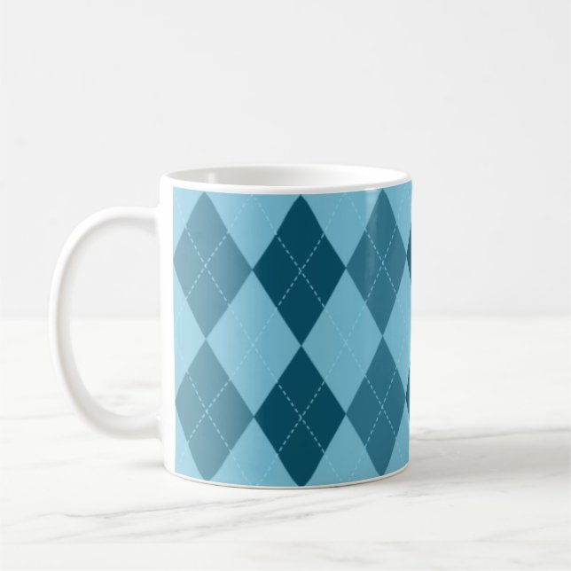 Tasse à motifs de losanges bleue (Gauche)