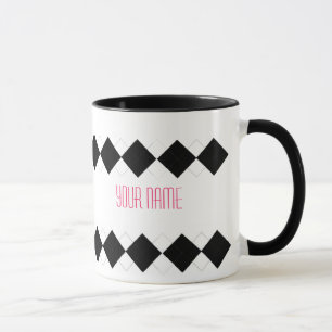 Tasse à motifs de losanges - personnalisée