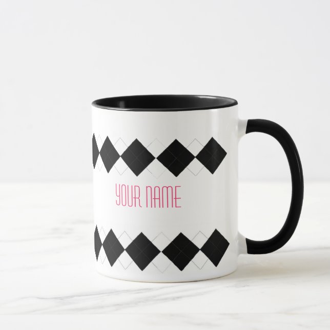 Tasse à motifs de losanges - personnalisée (Droite)