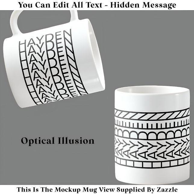 Tasse à nom d'illusion optique 114B Texte caché mo (Créateur téléchargé)