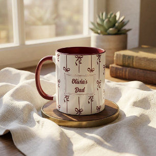 Tasse à rayures à nœud papillon avec nom personnal