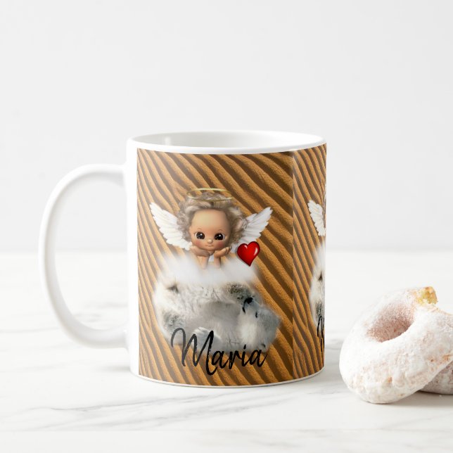 Tasse à rayures d'ange d'ours polaire (Avec donut)