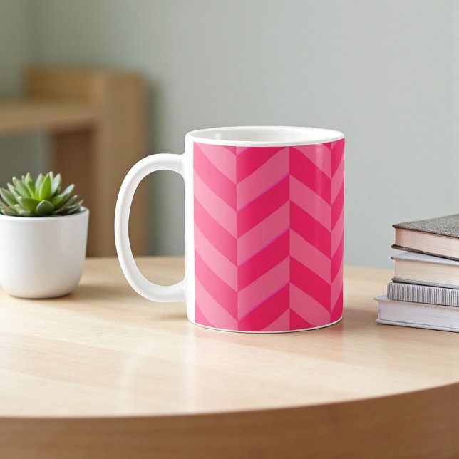 Tasse à thé moderne Chevron rose &  (Pink Chevron Modern Tea & Coffee Mug)
