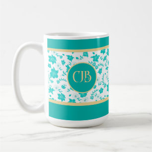 Tasse à thé ou café blanche florale or décorative