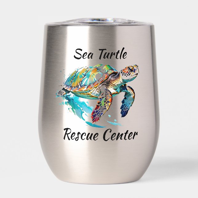 Tasse à vin thermique avec motif de tortue marine (Avant)