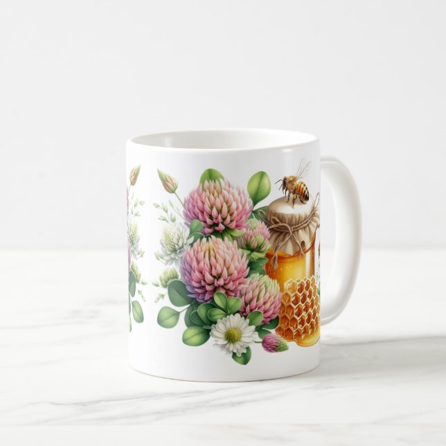 Tasse Abeille à Jarre de Miel et Fleur de Trèfle (Devant droit)