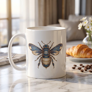 Tasse Abeille Céleste Or & Bleu Ligne de Luxe Art