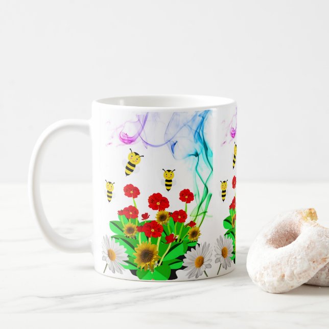Tasse abeille florale Bumblebee (Avec donut)