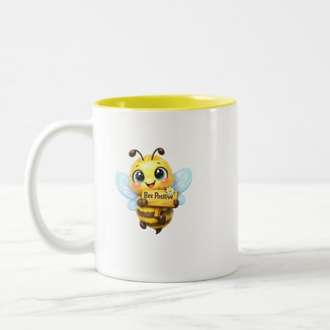 Tasse Abeille Positive – Mug Motivation Mignon (Gauche)