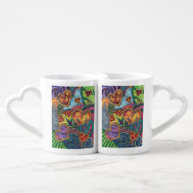 Tasse abstraite d'art de coeurs avec les poignées
