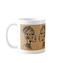 Tasse abstraite de visage tribal africain | Ligne