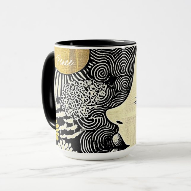 Tasse Abstraite Paix en Fleur (Devant gauche)