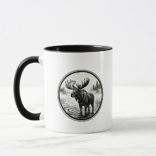 Tasse accent noir en bois découpé Bull Moose Lake