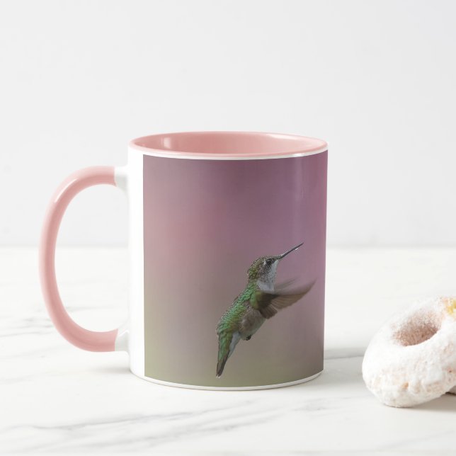 Tasse accent rose Colibri à gorge rubis (Avec donut)