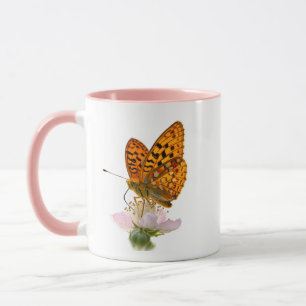 Tasse accentuelle florale papillon orange