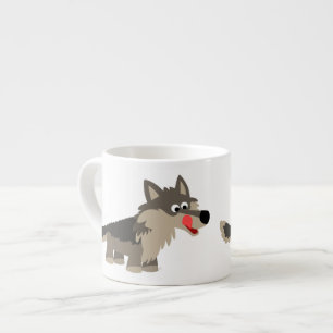 Tasse affamée de café express de loup de bande