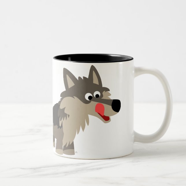 Tasse affamée de loup de bande dessinée mignonne (Droit)