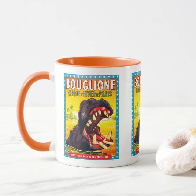 Tasse affiche de cirque retro Bouglione (Avec donut)