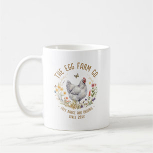 Tasse Amoureux de Poule Aquarelle Poule Grise Fleu
