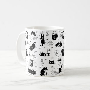 Tasse Amusante pour Amoureux de Chats Motif Noir e