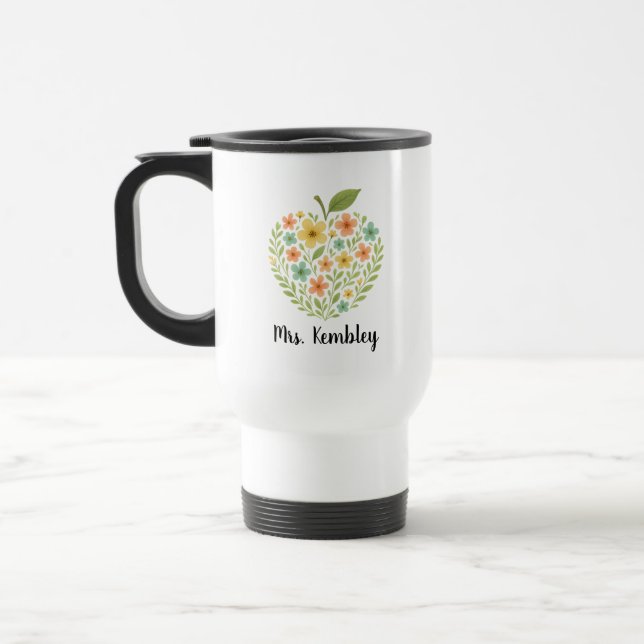 Tasse Apple Teacher personnalisée Fleurs Apple (Gauche)