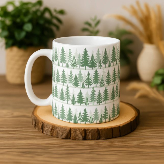 Tasse aquarelle pin forestier verdure botanique (Créateur téléchargé)