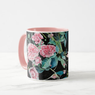 Tasse aquarelle rose rose