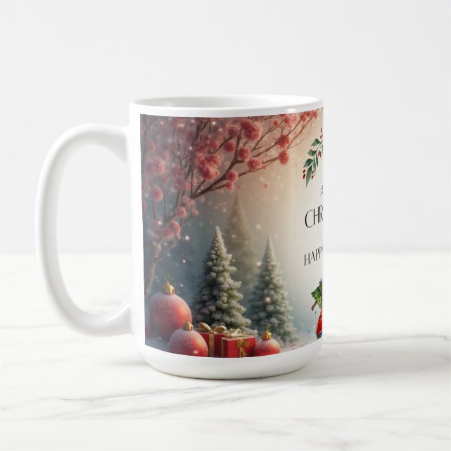 Tasse arbre de Noël vert et rouge 2025 (Gauche)