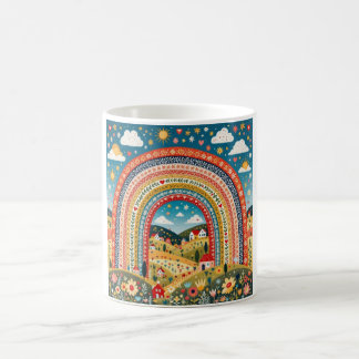 Tasse arc-en-ciel d'art populaire