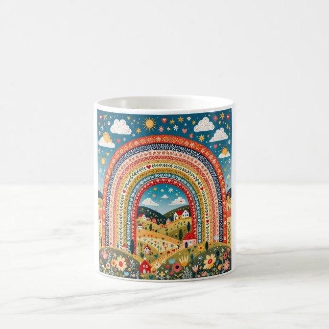 Tasse arc-en-ciel d'art populaire (Centre)