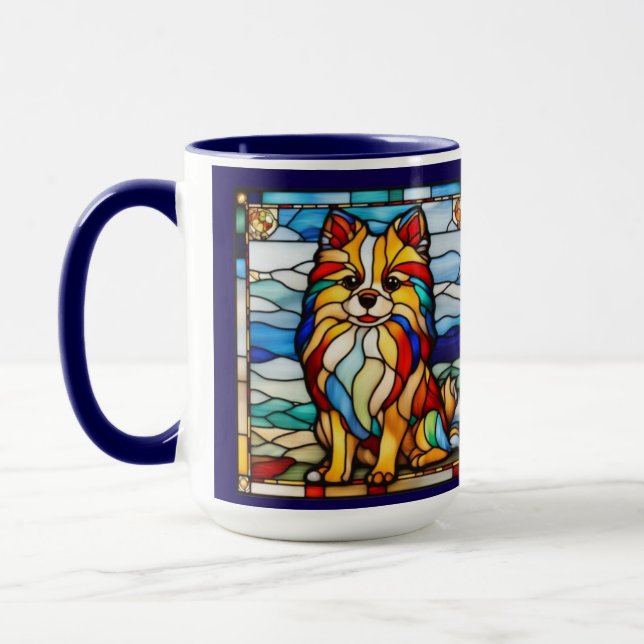 Tasse arc-en-ciel de chien Pomeranian mignon (Gauche)