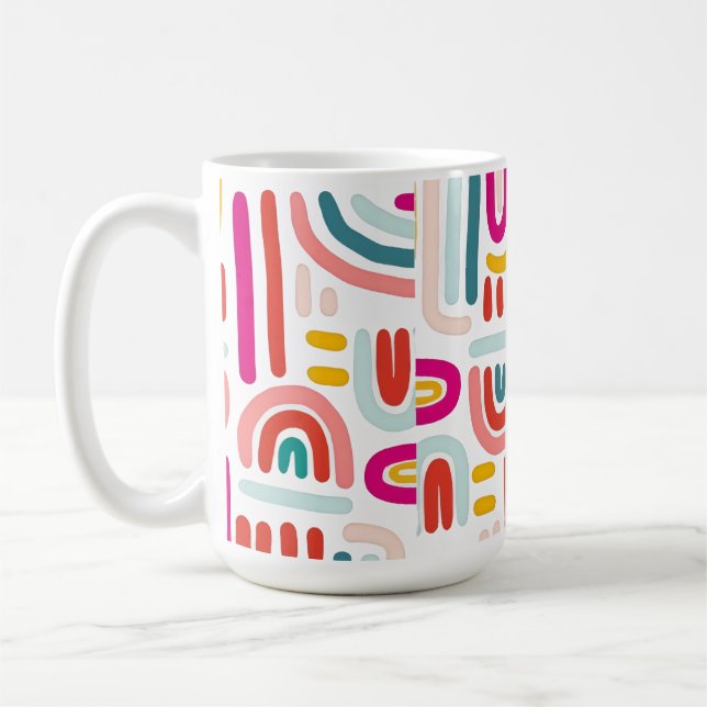 Tasse Arc-en-ciel Rose – Mug Café Pastel Doux et M (Gauche)