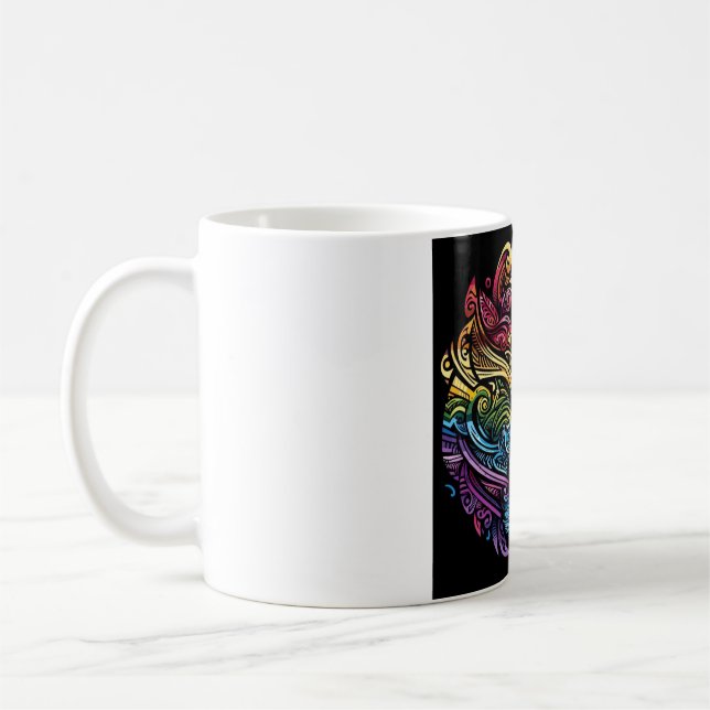 tasse arc-en-ciel tribal étrange  (Gauche)