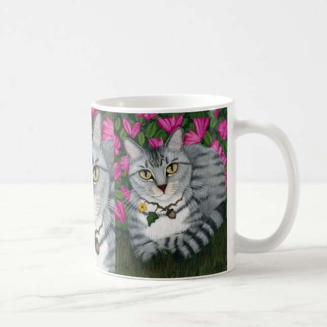 Tasse argentée de chat de jardin d'azalée de chat (Droite)