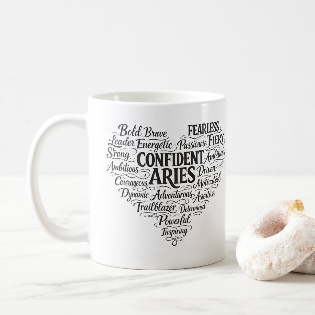 Tasse Aries | Nuage de mots du zodiaque (Avec donut)