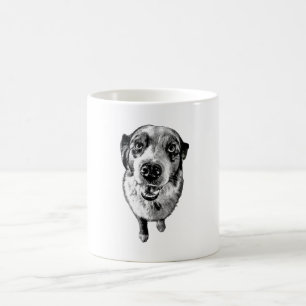 Tasse artistique Aussie noir et blanc en gros pl