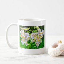 Tasse asiatique blanche de lis