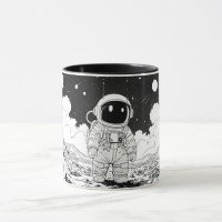Tasse Astronaute Lune 11oz | Art de la Bande Dessi
