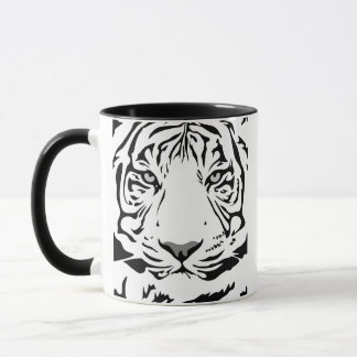 Tasse au visage de tigre abstrait noir et blanc