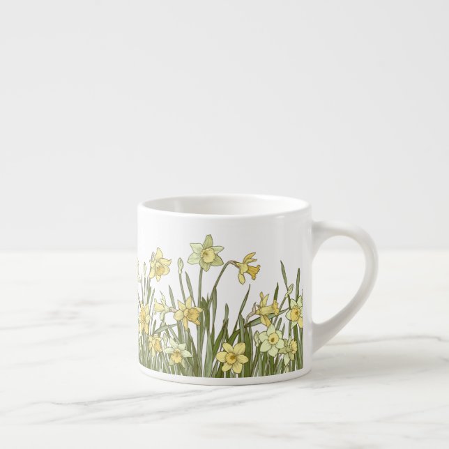 tasse avec bordure florale de jonquilles jaunes (Droite)