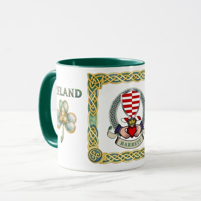 Tasse avec bouclier irlandais Claddagh Barrett (Devant gauche)