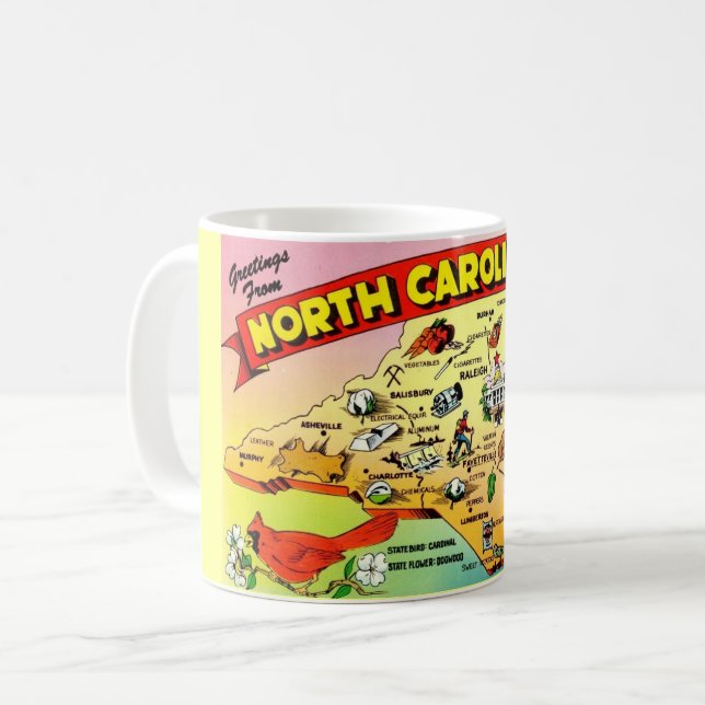 Tasse avec carte de Caroline du Nord (Devant gauche)