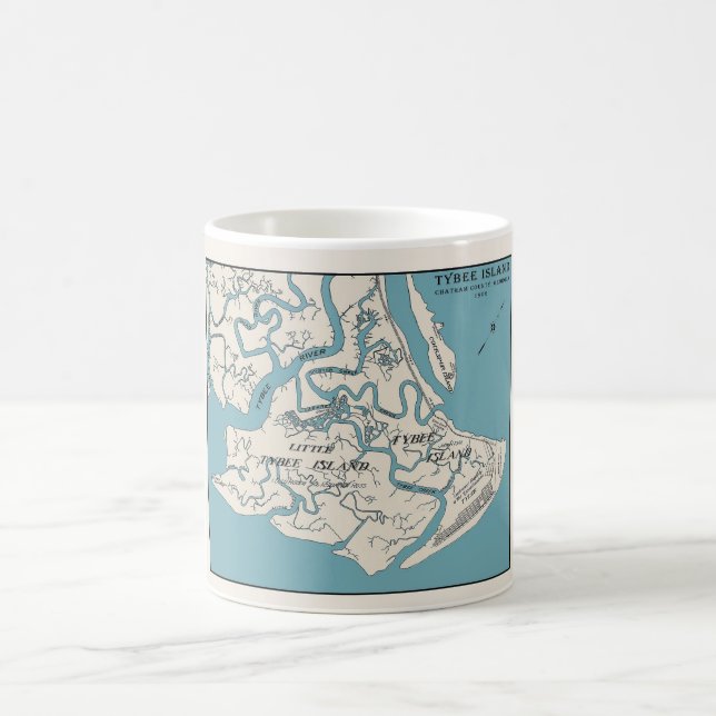 Tasse avec carte de l'île Tybee Géorgie 1906 (Centre)